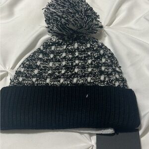 The Kooples Black and White Pom-Pom Hat